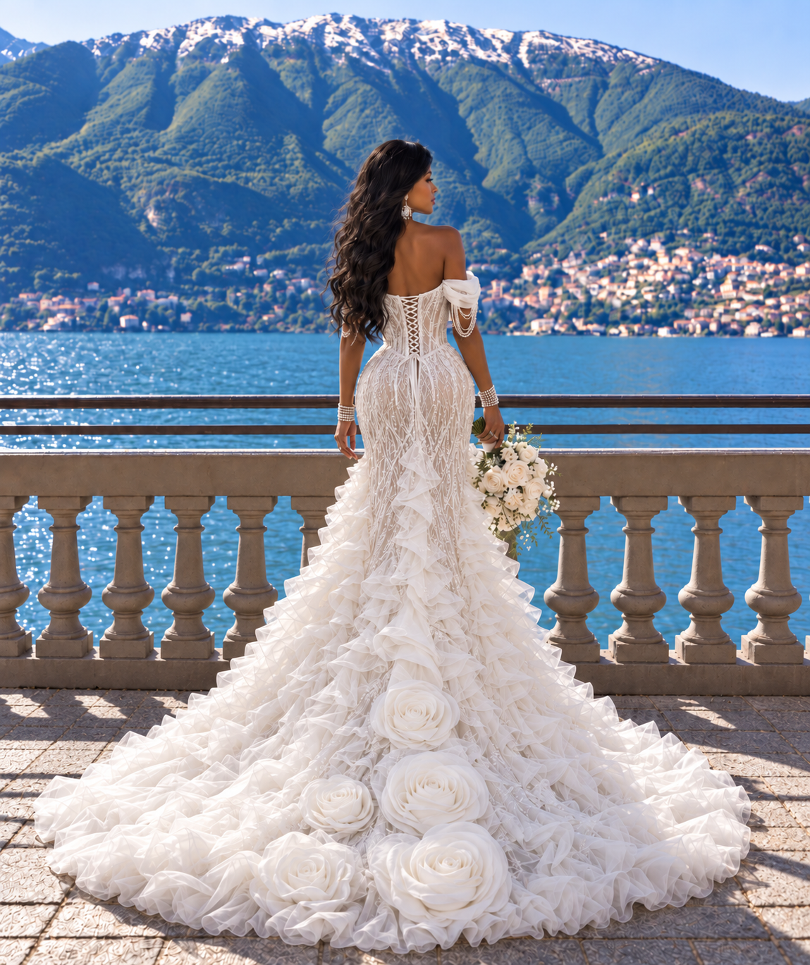 ESTHER Wedding Dress with 3D Flowers