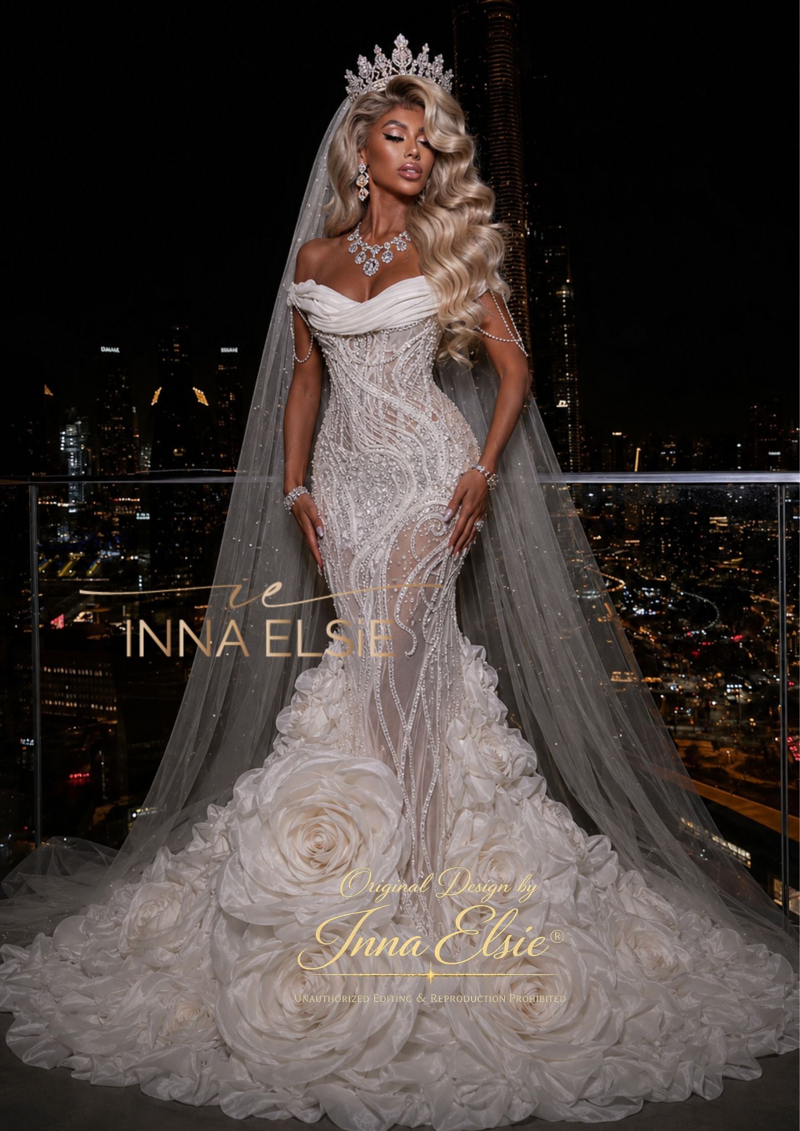 STORY 3D Floral Mermaid Wedding Dress