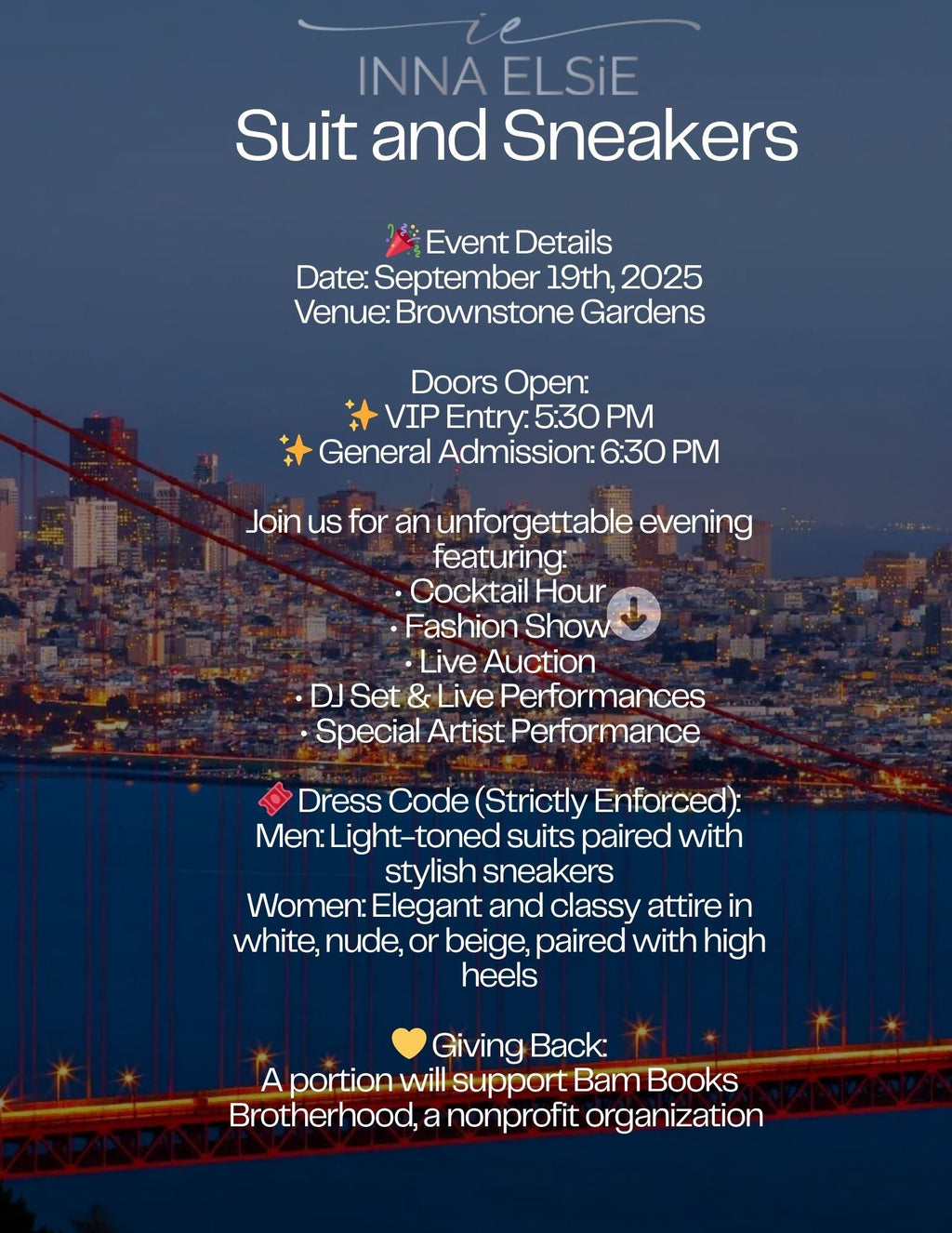 VIP ENTRANCE (Donation): ATTEND SUITS AND SNEAKERS – PROCEEDS SUPPORT CHARITY