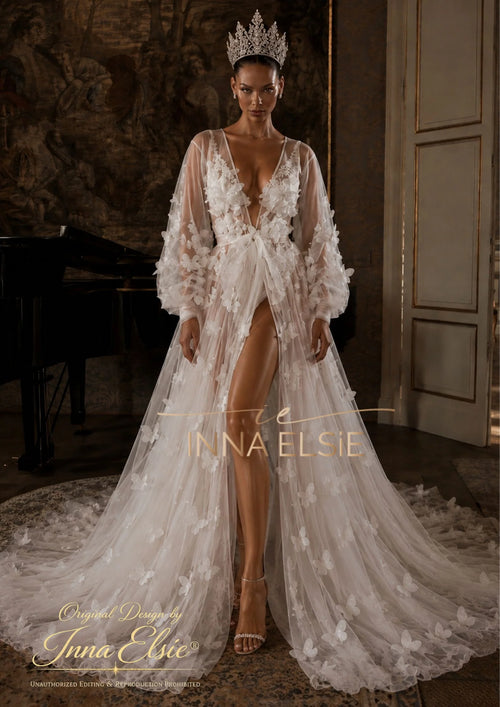 ADEL Tulle Bridal Robe with 3D Butterflies
