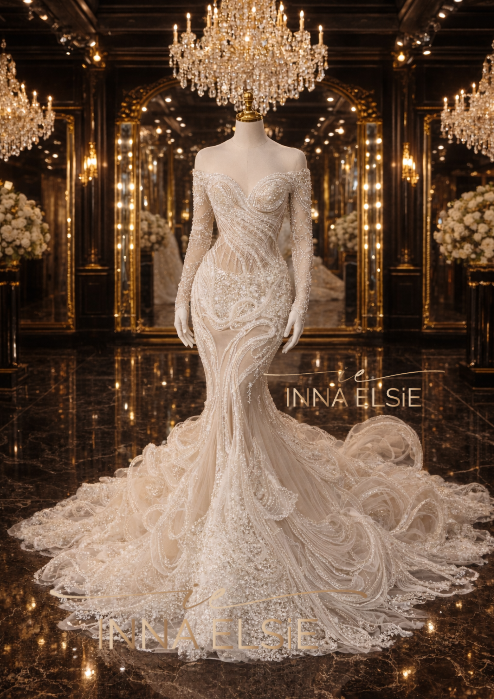 MILAGROS Sculpted Off-Shoulder Dress