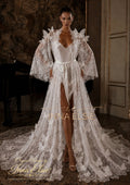 POLINA Lace Bridal Robe with Butterflies