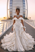 SABA Off-Shoulder Corset Gown With Sculptural Ruffle Cascade