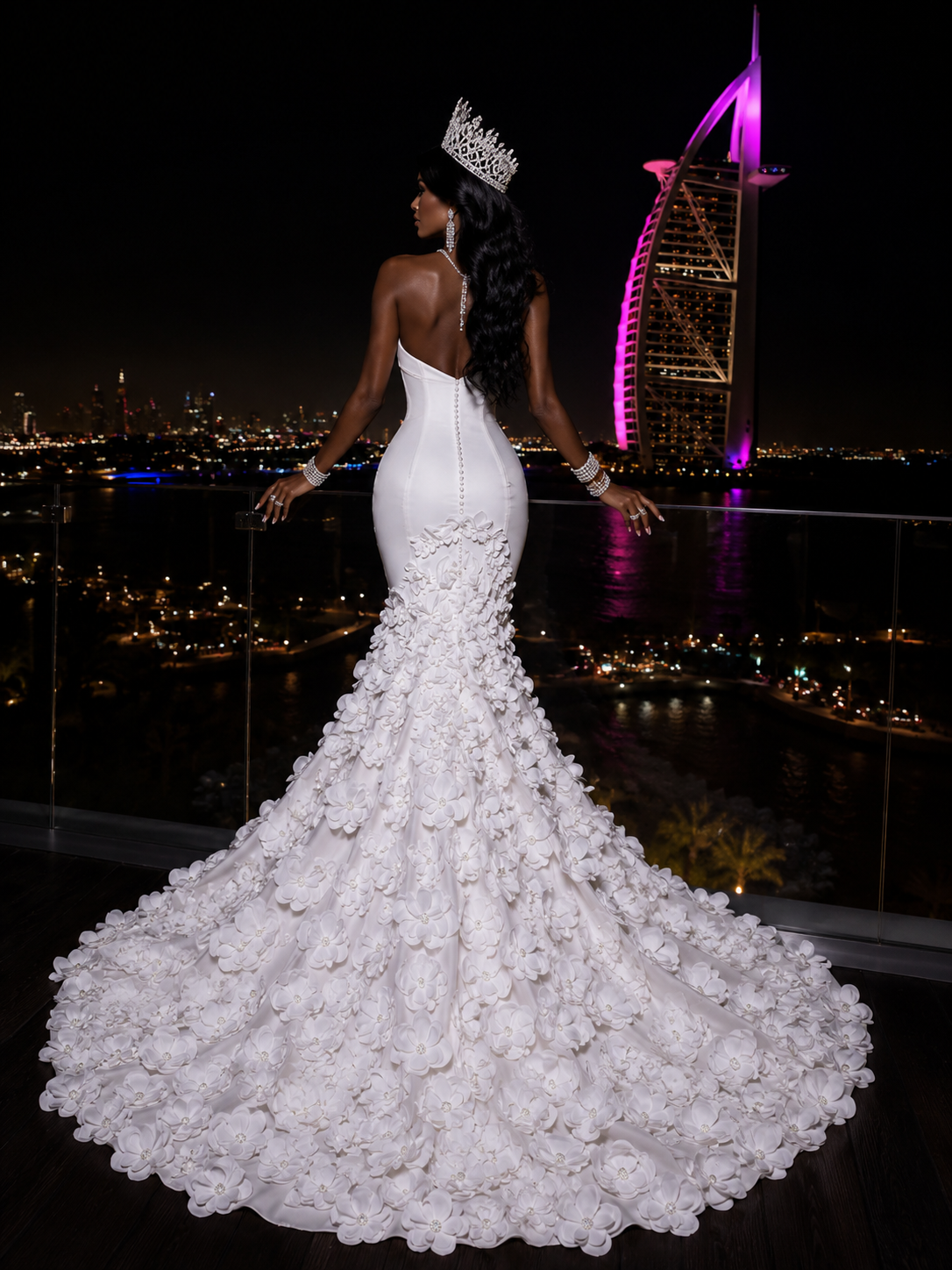EVANGELINE Wedding Dress with 3D Flowers