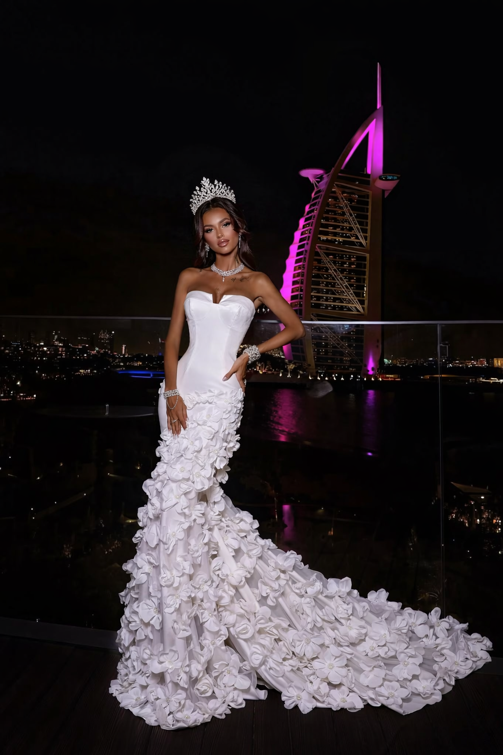 EVANGELINE Wedding Dress with 3D Flowers