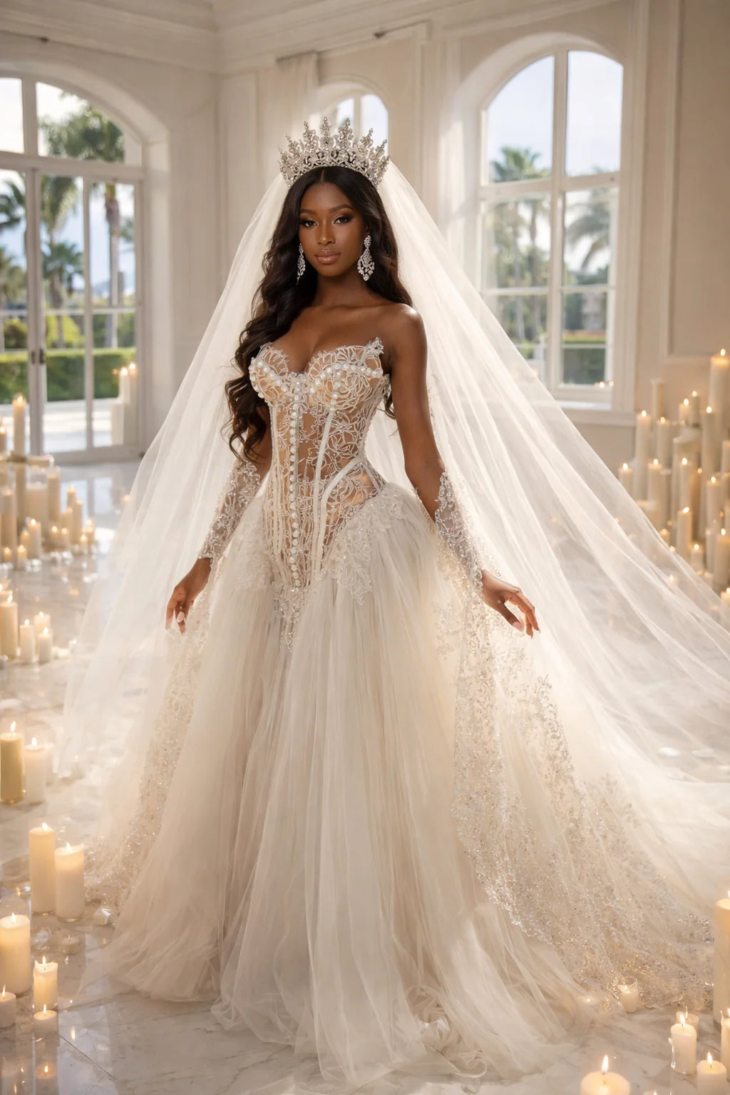 DALIA Illusion Corset Ball Gown Wedding Dress
