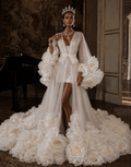 BELLA Luxury Couture Bridal Cape with 3D Flowers