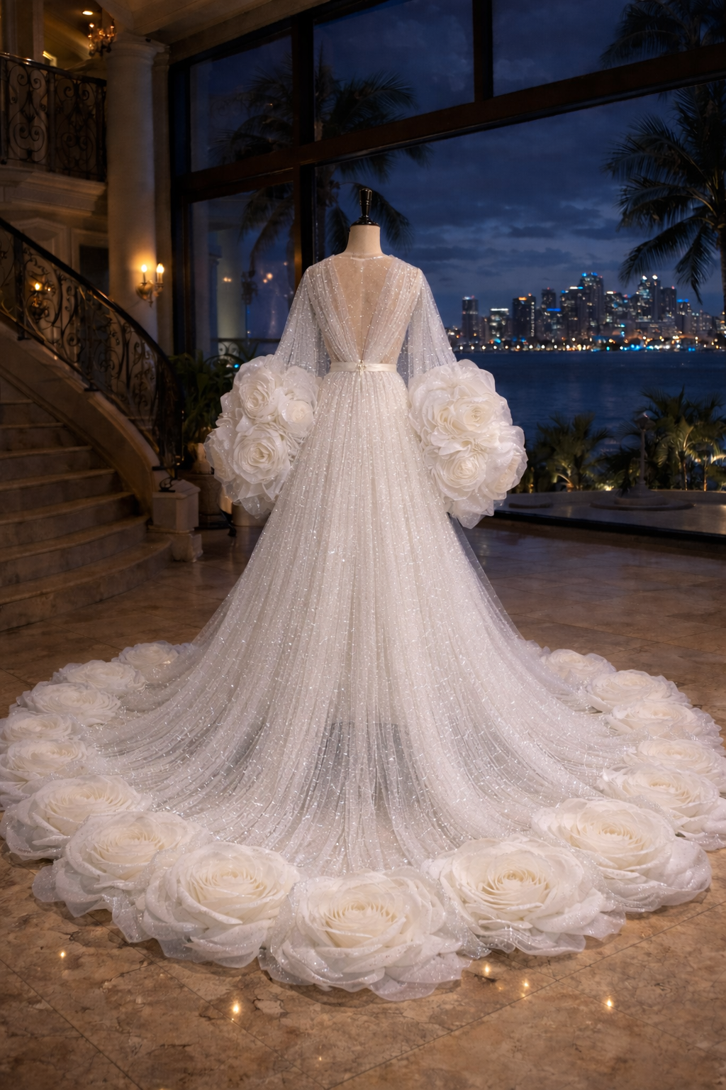 FLORIDA SHIMMER  Luxury Couture Floral Bridal Robe