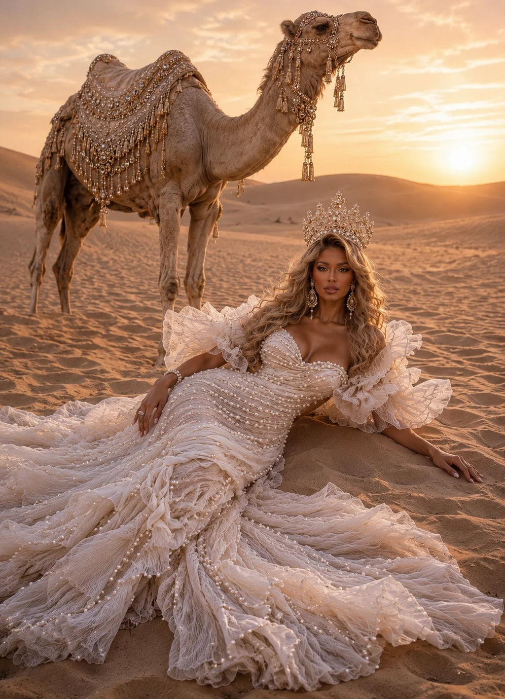 ZAHRA Pearl Draped Couture Wedding Dress