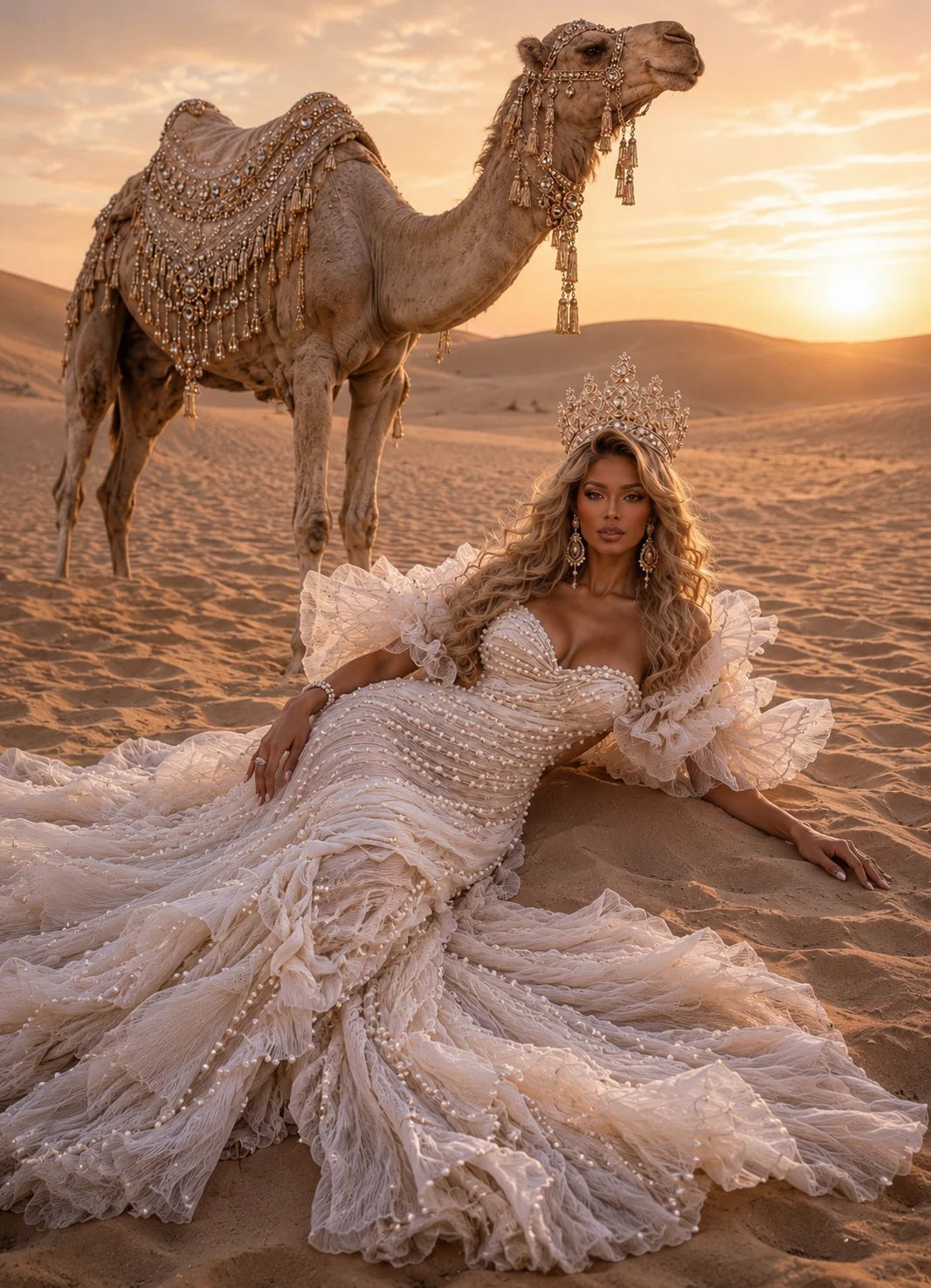 ZAHRA Pearl Draped Couture Wedding Dress