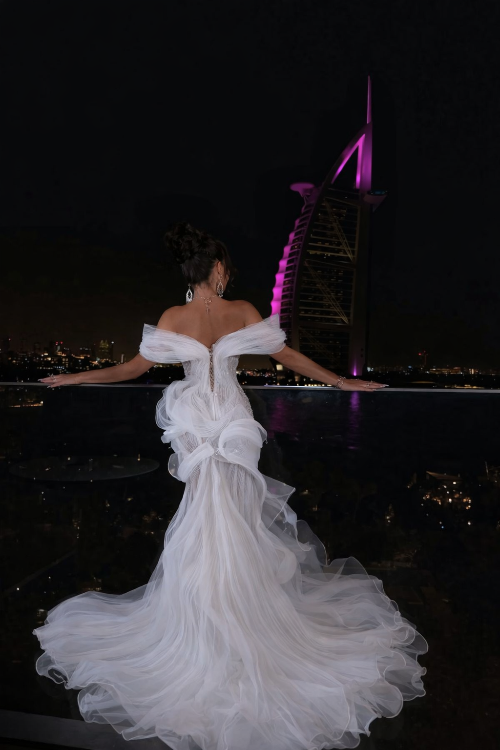 FABI Sculpted Crystal Slit Gown