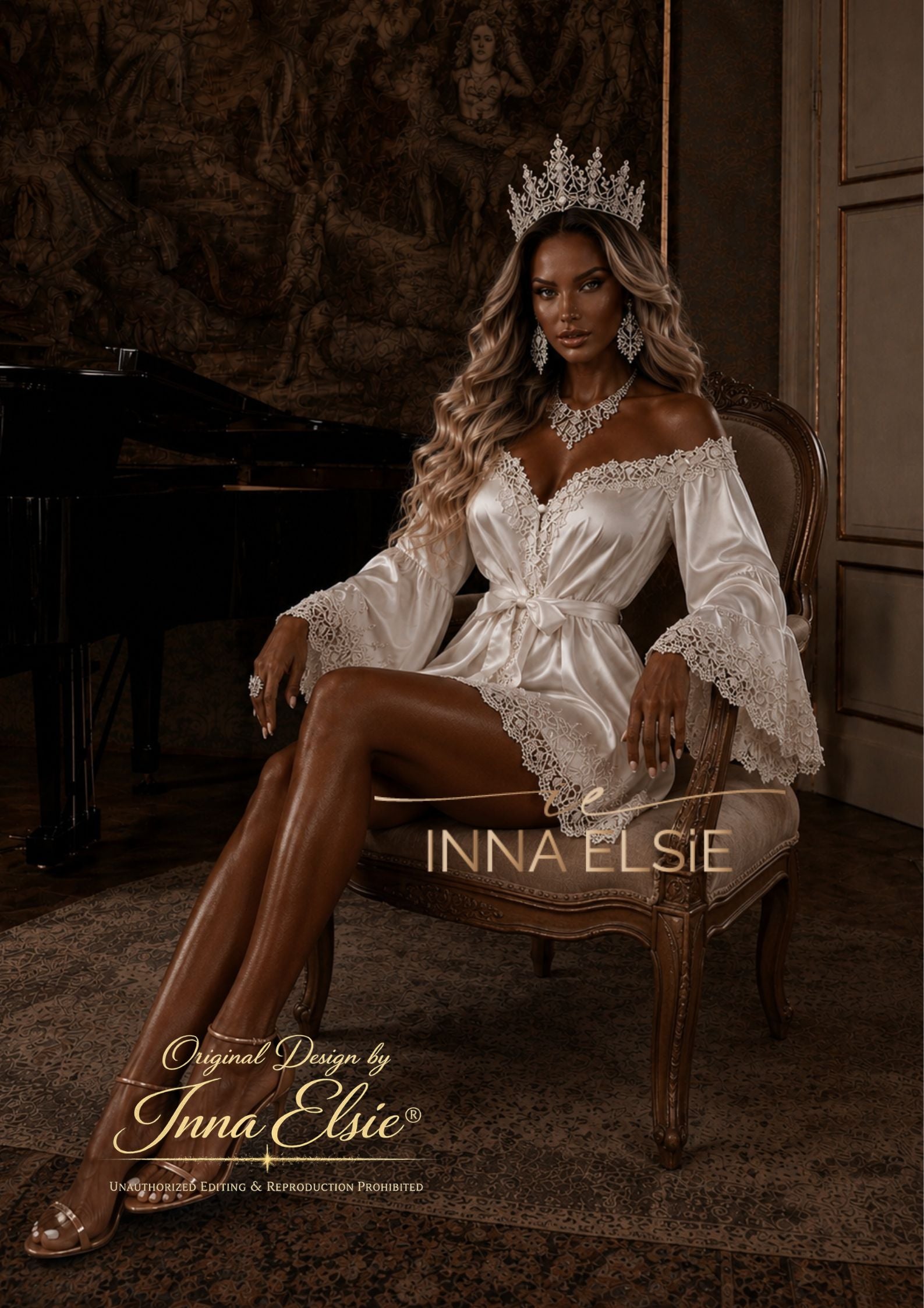 COCO Off-Shoulder Bridal Prep Robe