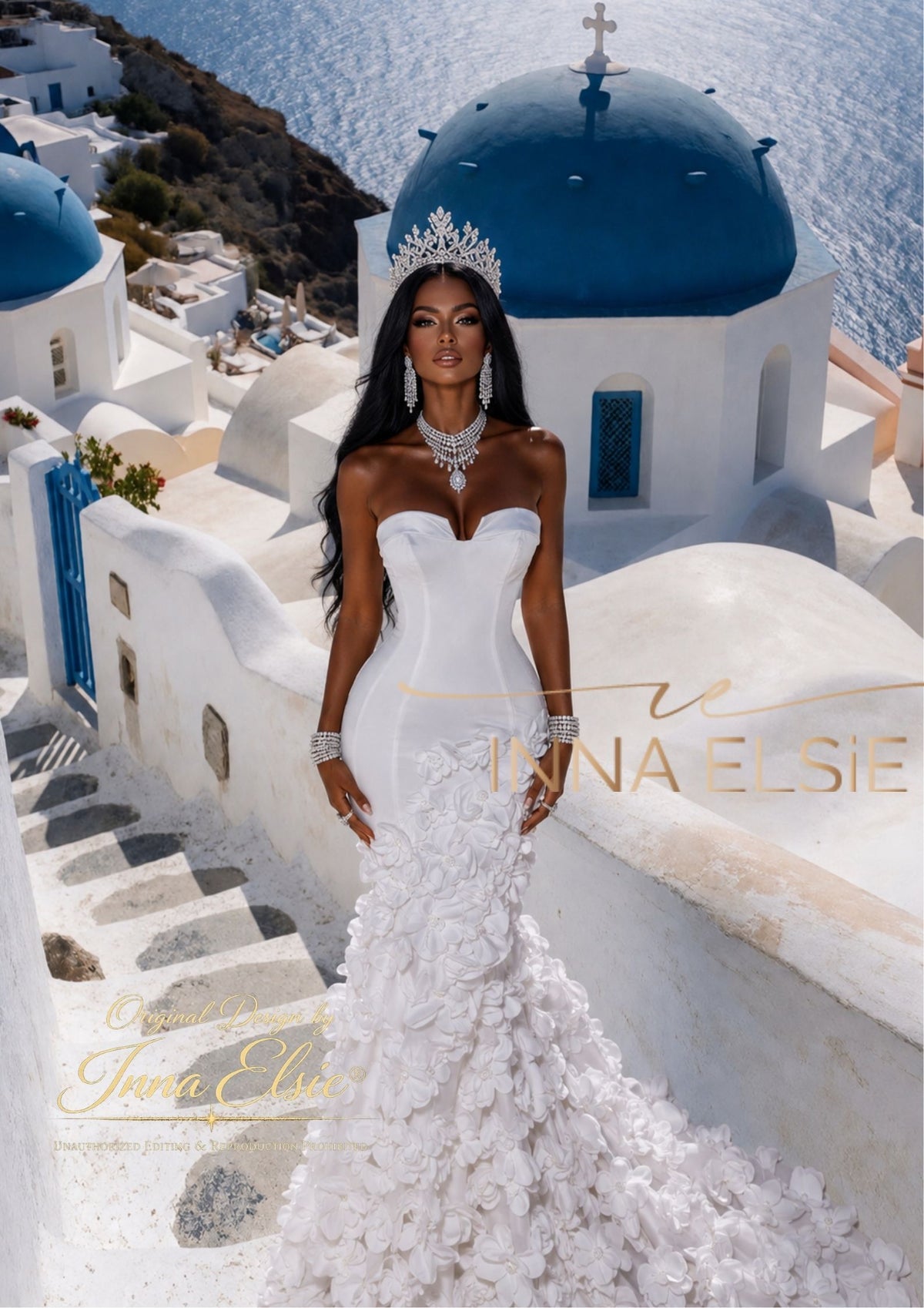 EVANGELINE Wedding Dress with 3D Flowers