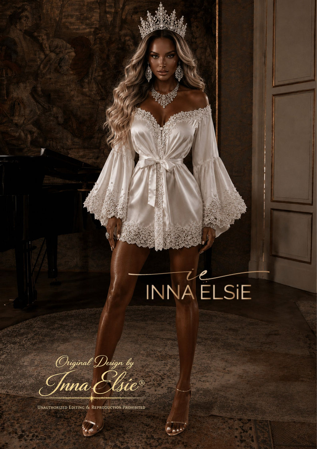 COCO Off-Shoulder Bridal Prep Robe