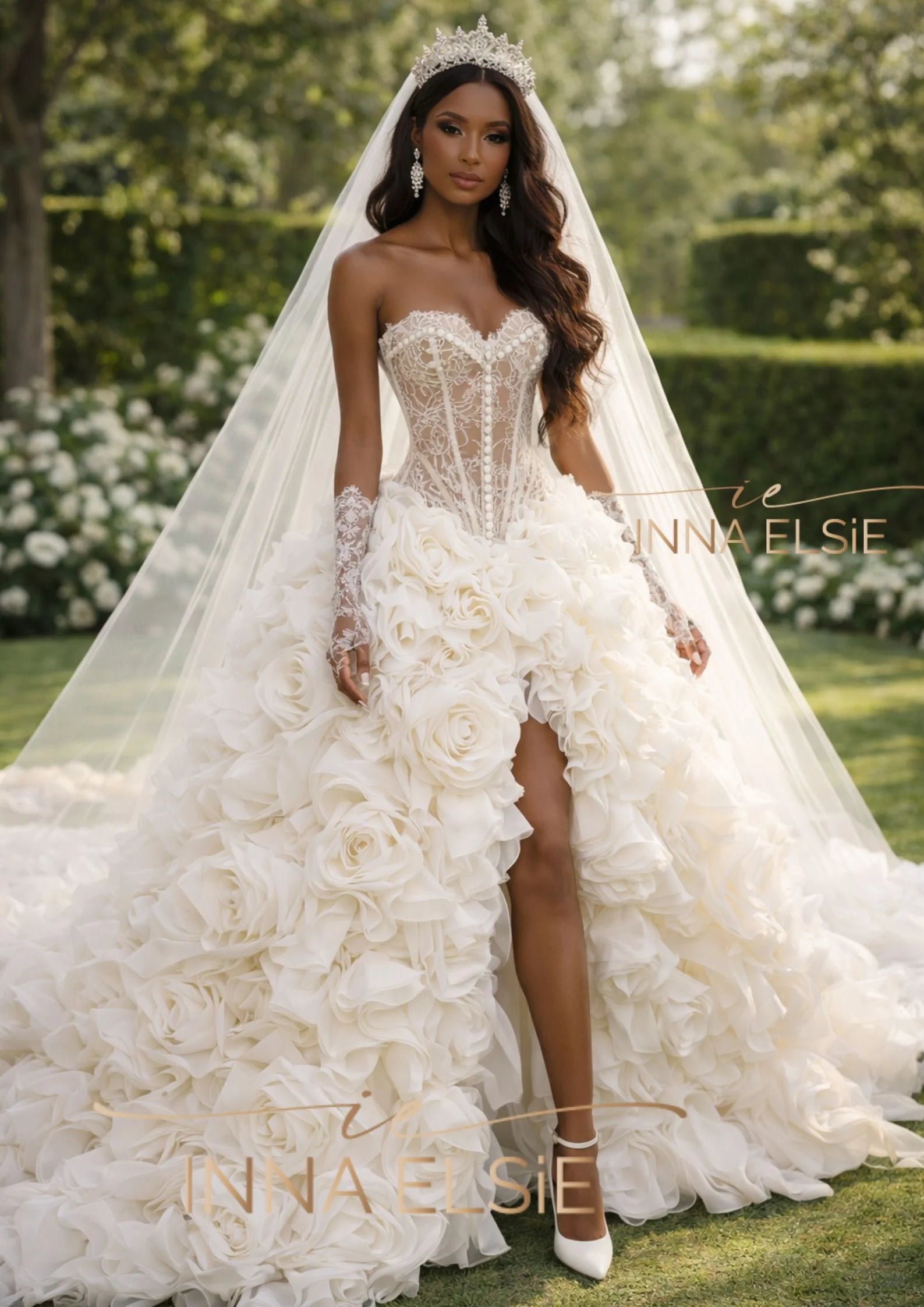 MONTANA Couture Wedding Dress with Floral Ball Gown Skirt
