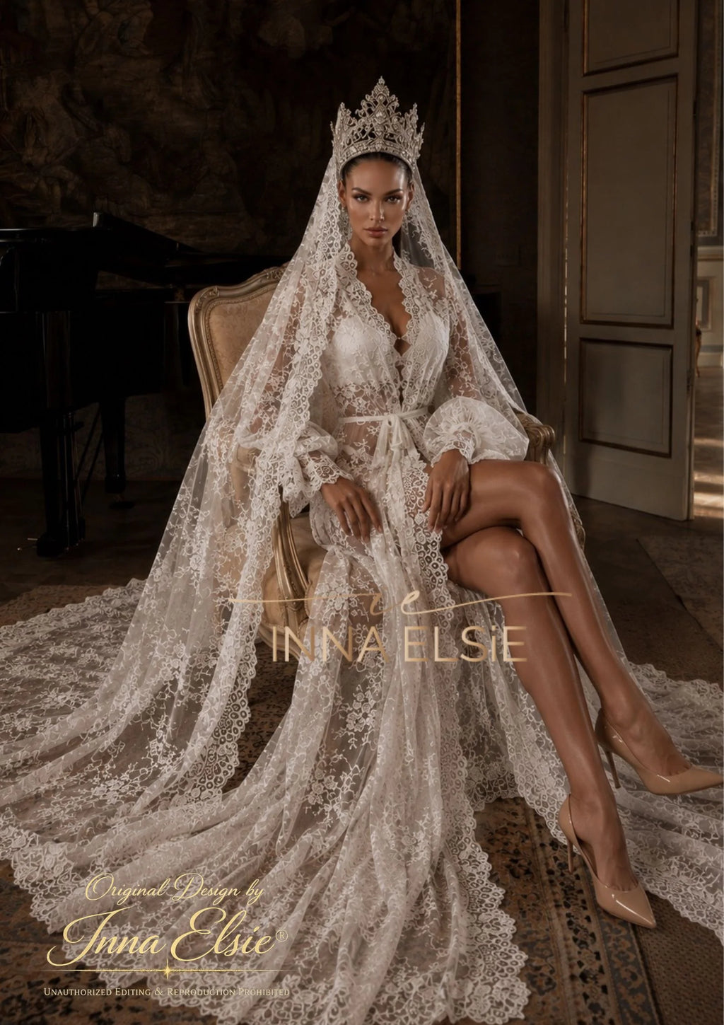 AURORA Lace Luxury Bridal Robe