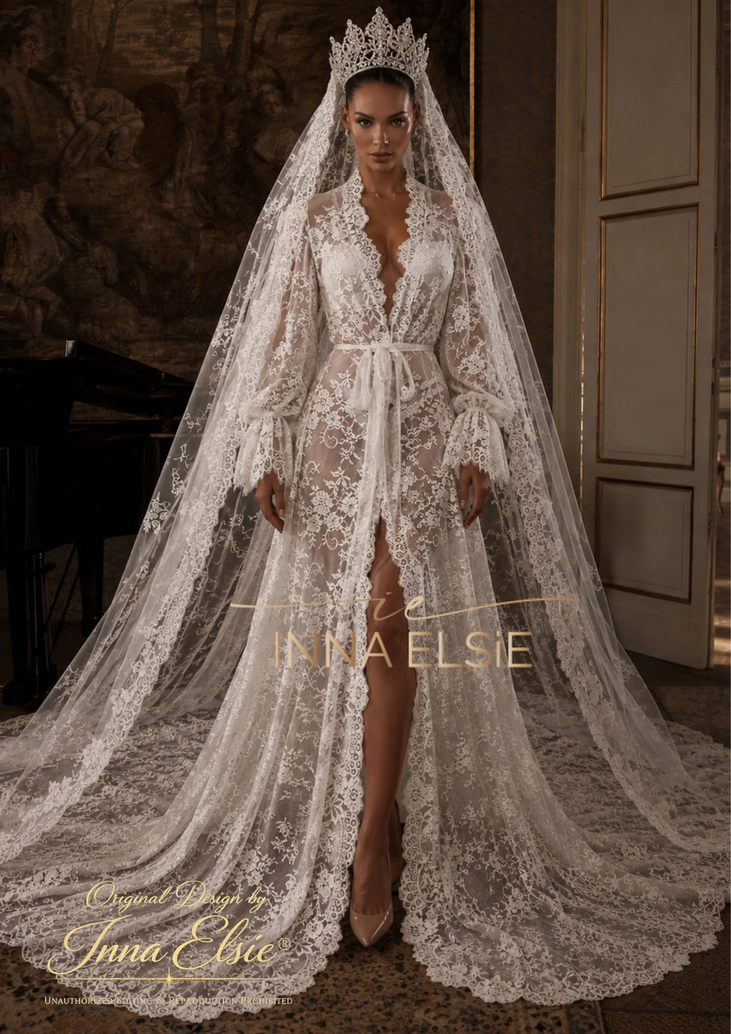 AURORA Lace Luxury Bridal Robe