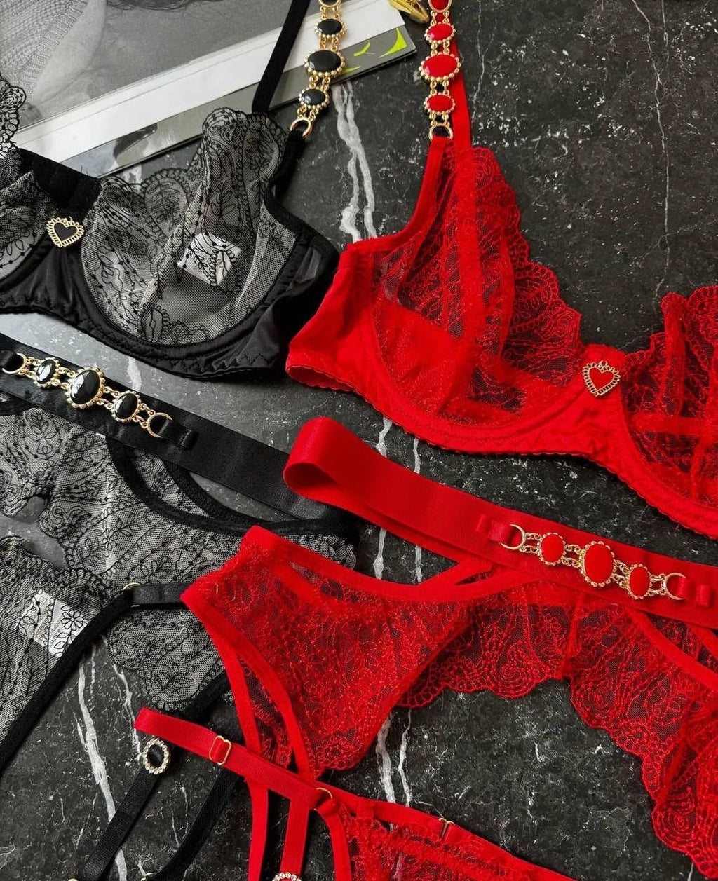 PEONA Metal Chain Erotic Set Sexy See-Through Lingerie