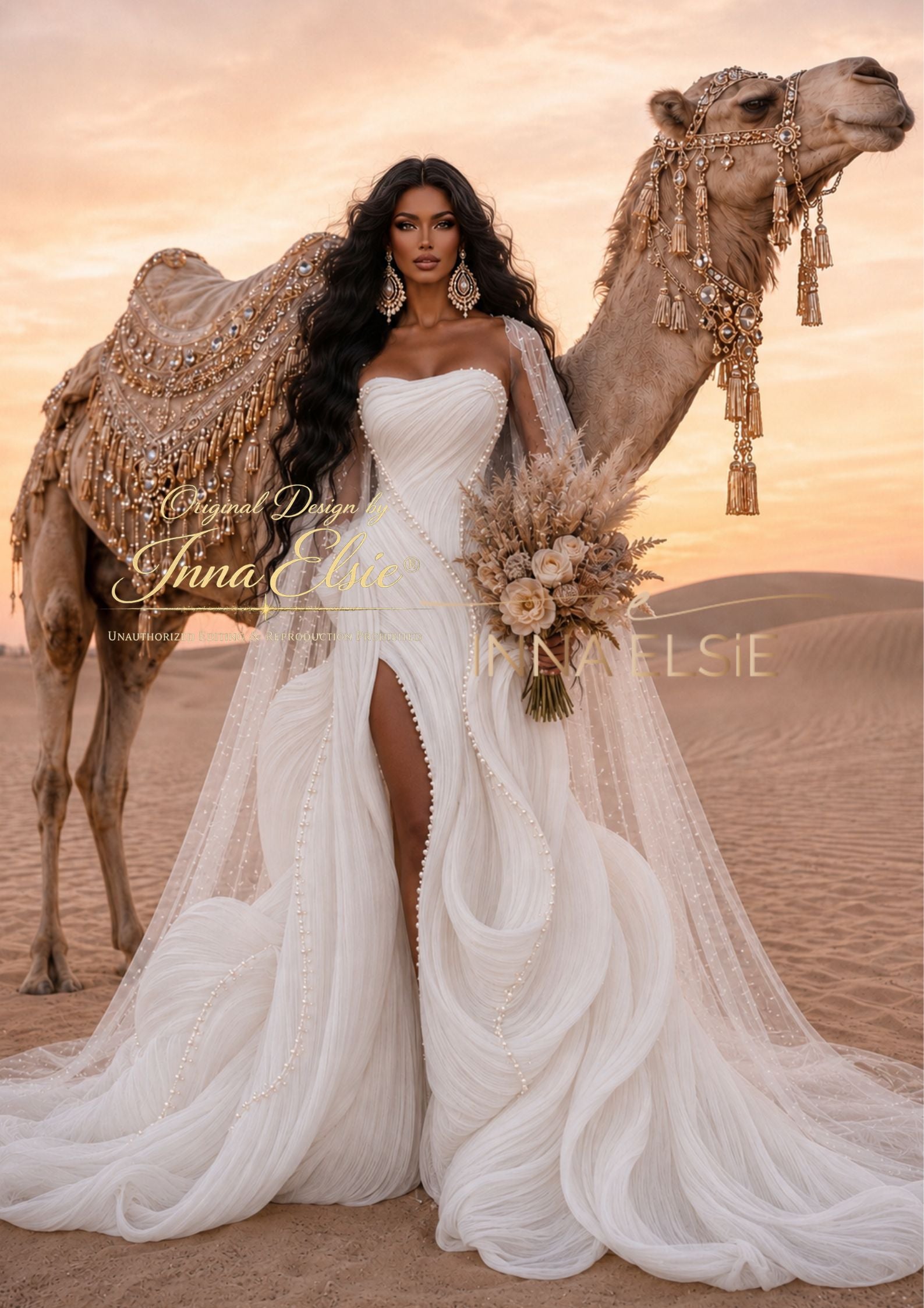IDA Sculptural Couture Wedding Dress with Cape
