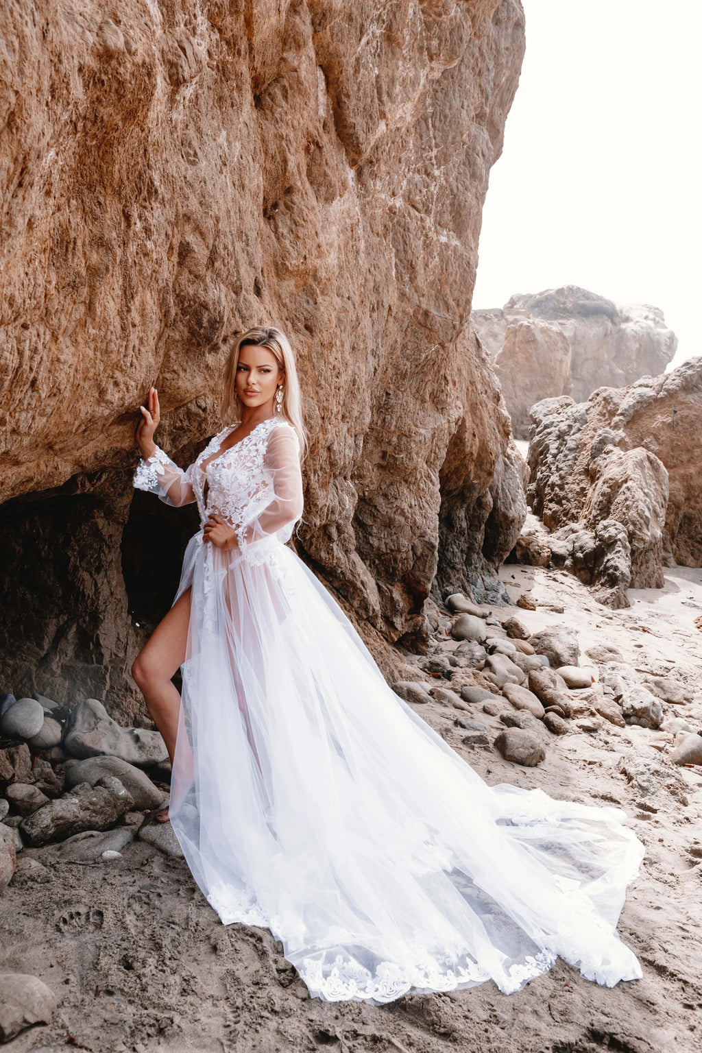 ITALY Lace Bridal Robe with Train