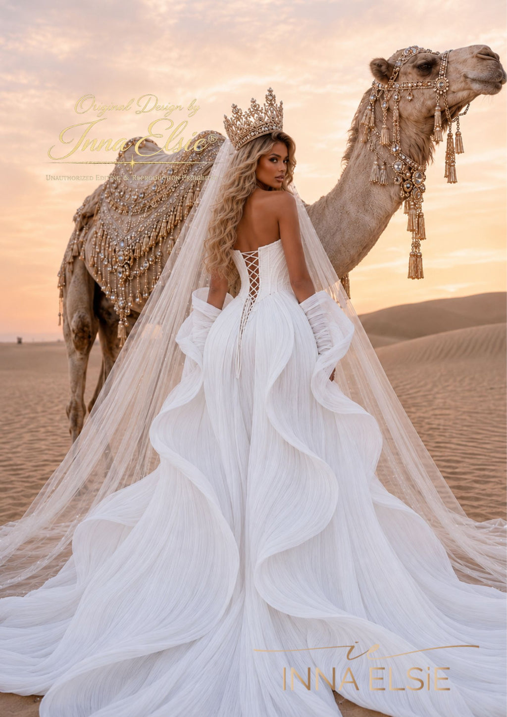 IDA Sculptural Couture Wedding Dress with Cape