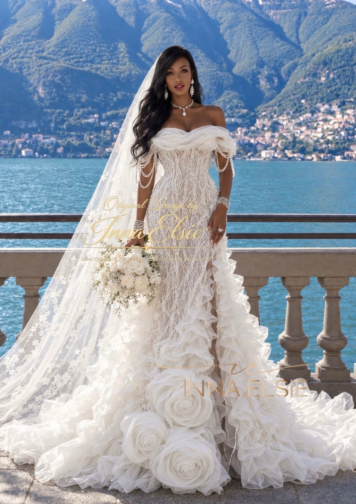 ESTHER Wedding Dress with 3D Flowers