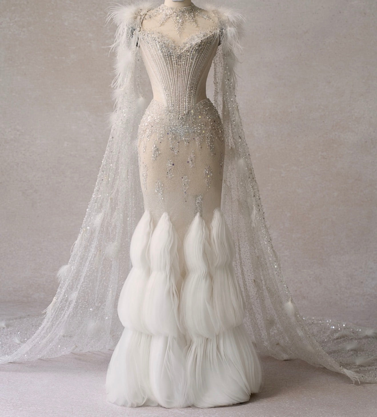 LAMIKA Sculpted Couture Gown + Cape