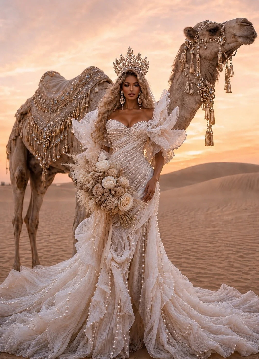 ZAHRA Pearl Draped Couture Wedding Dress