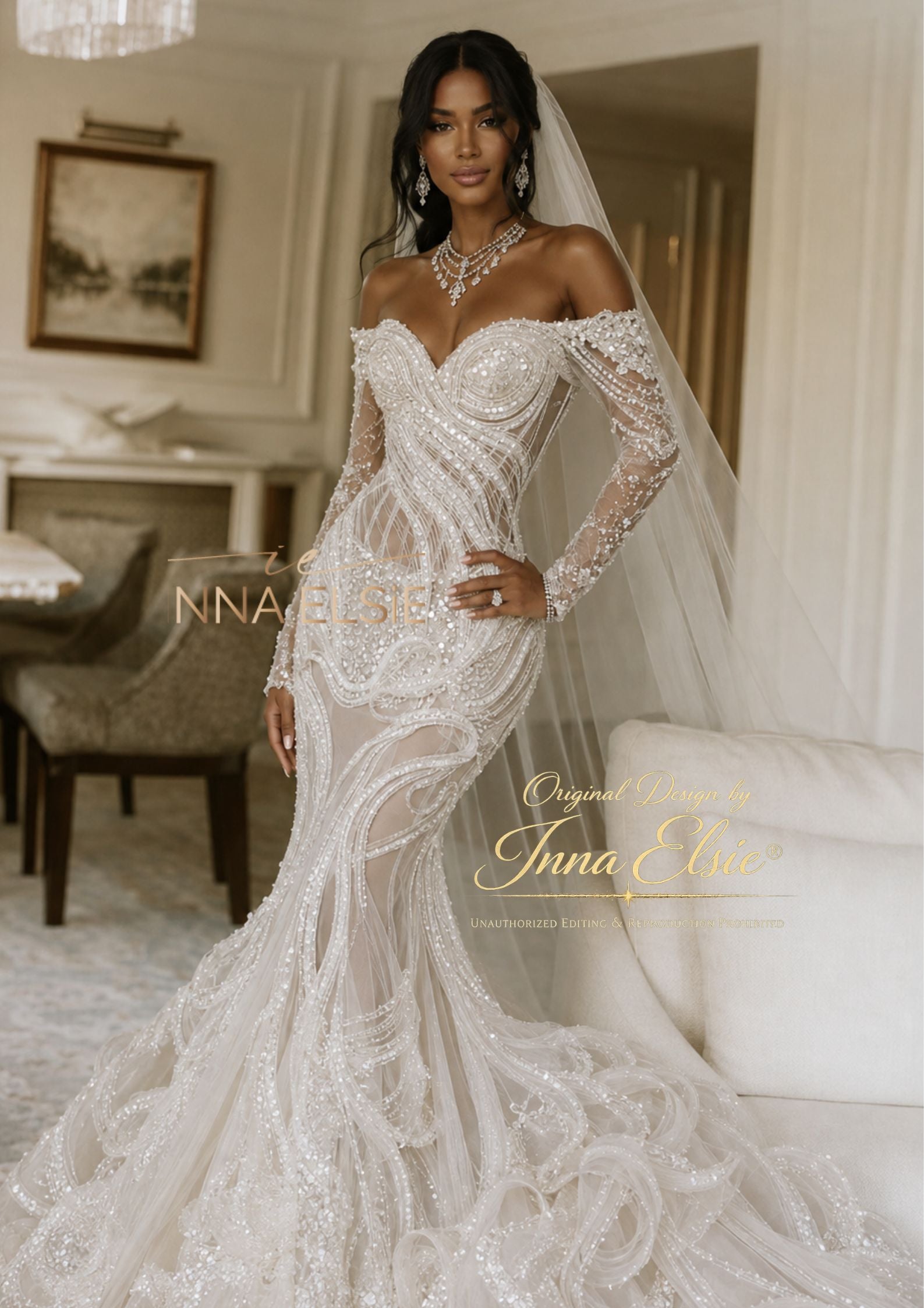 MILAGROS Structured Off-Shoulder Wedding Dress
