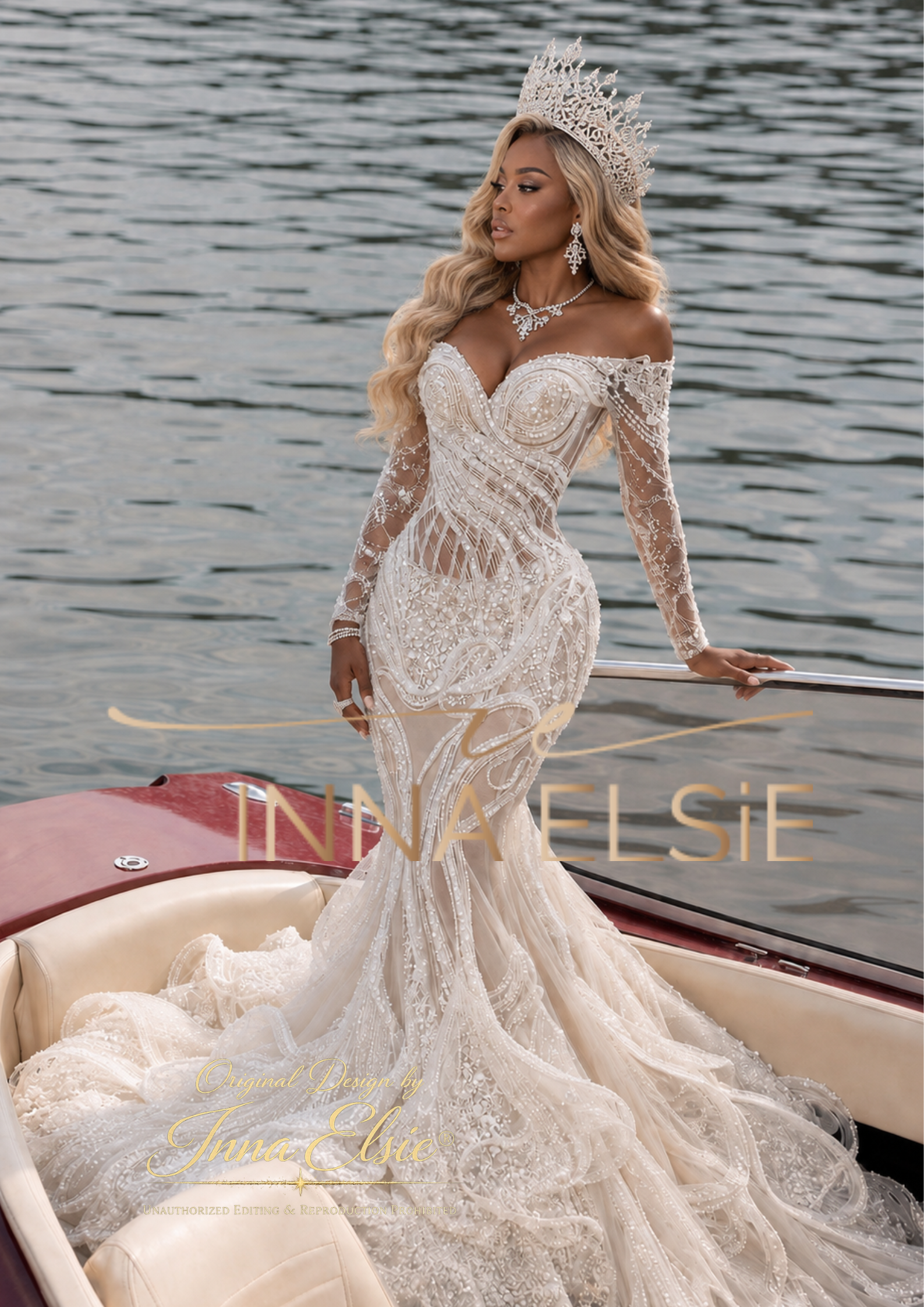 MILAGROS Structured Off-Shoulder Wedding Dress