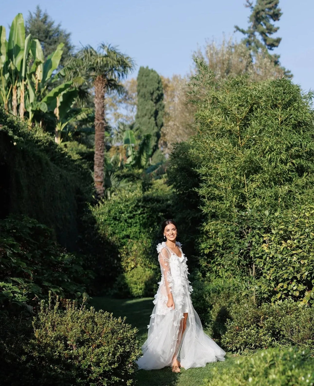 Sabrina Lace Bridal Robe With 3D Flowers