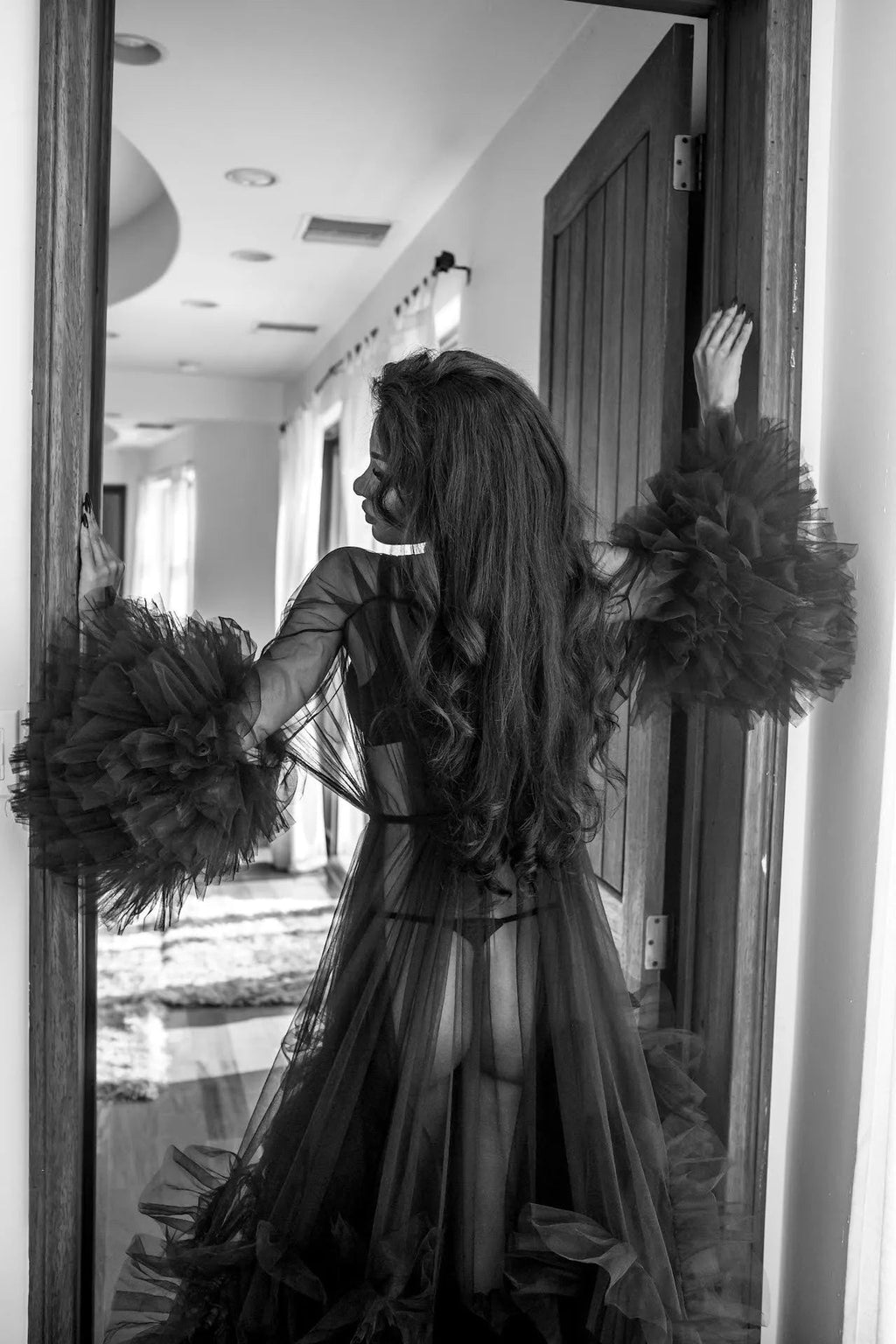 KELSEY Luxury Black Bridal Robe