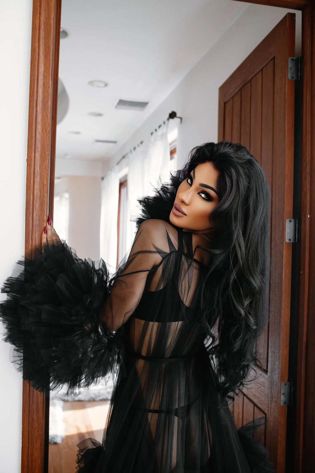 KELSEY Luxury Black Bridal Robe